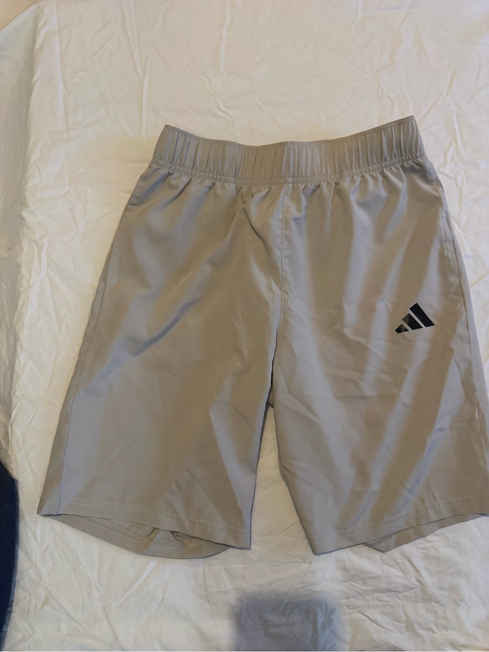 adidas boy’s beige Athletic Shorts with Black Logo